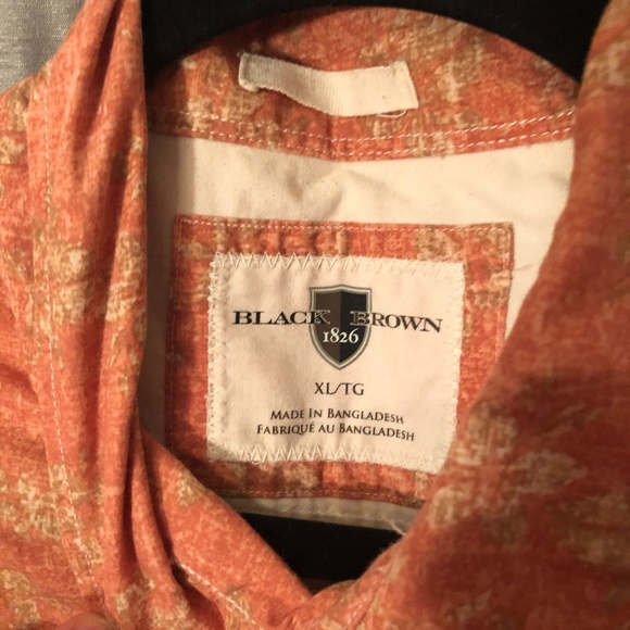 BlackBrown1826 Orange Floral Short Sleeve Shirt XL - Picture 4 of 4